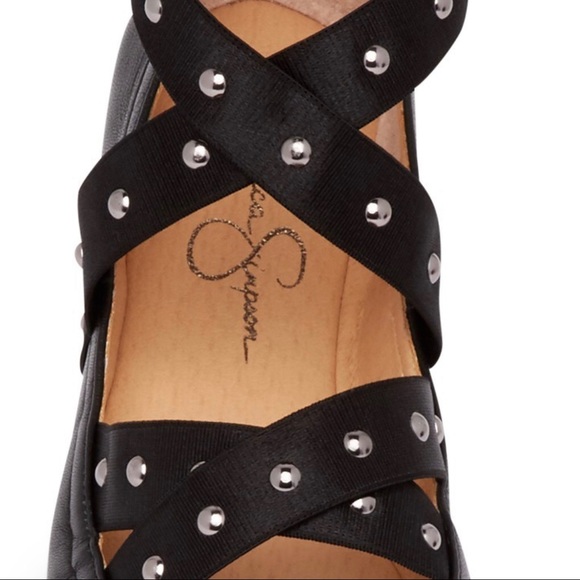 NWOT Jessica Simpson Black Nariah Studded Flats - Picture 3 of 8